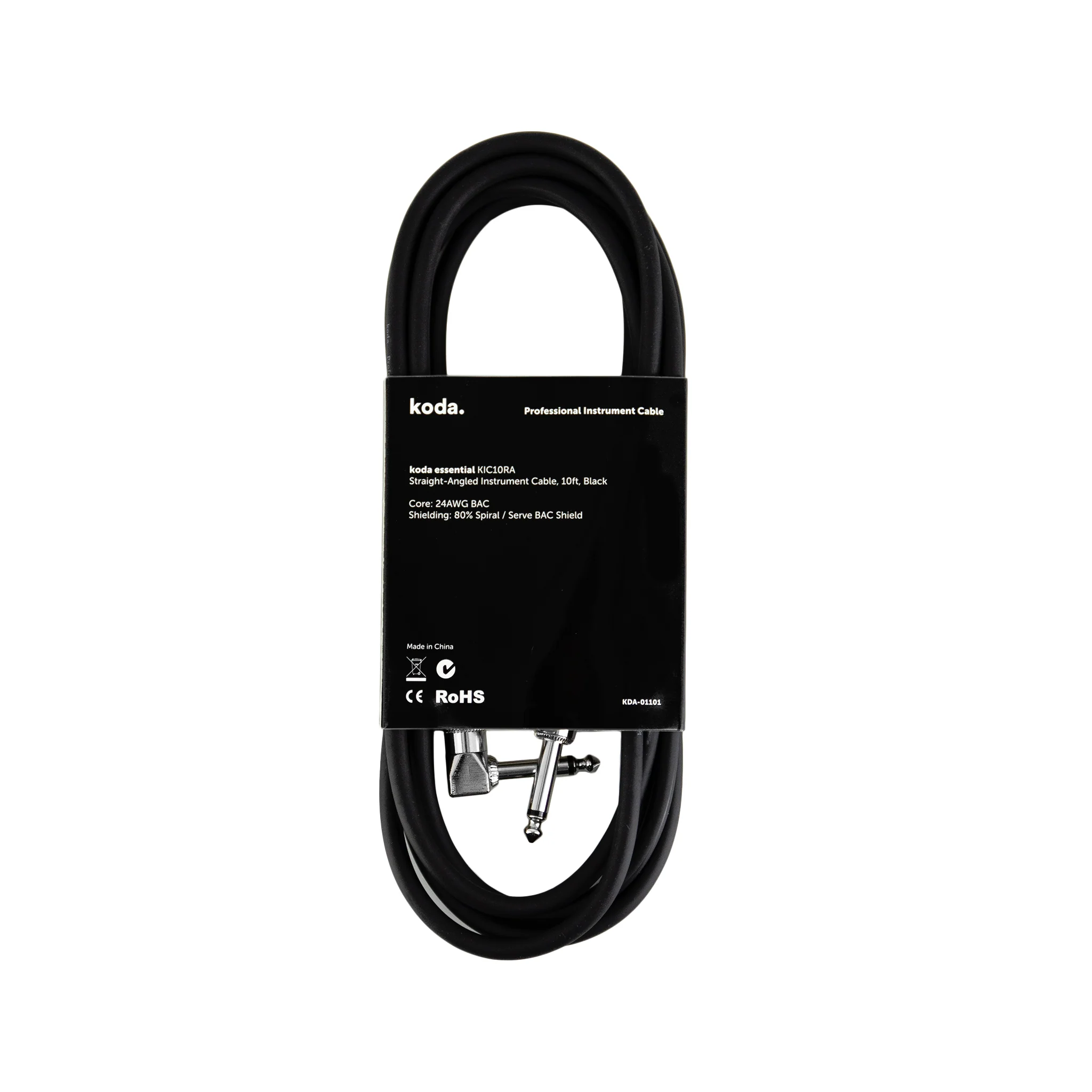 koda essential KIC10RA Straight-Angled Instrument Cable, 10ft, Black - Image 2