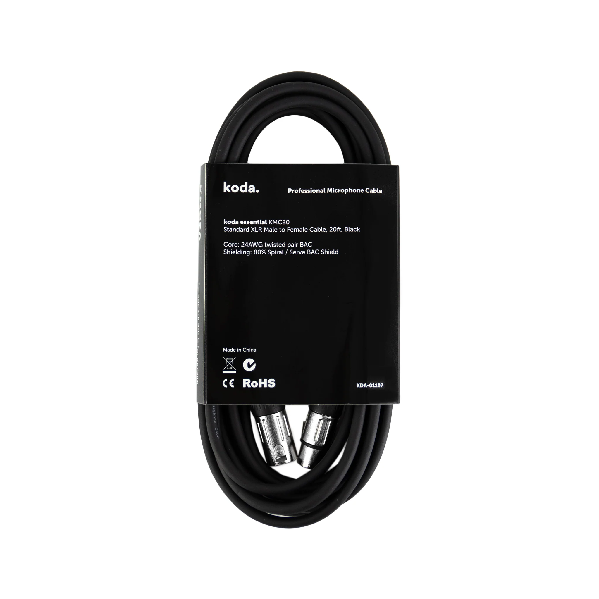 koda essential KMC20 Microphone Cable, 20ft, Black - Image 2