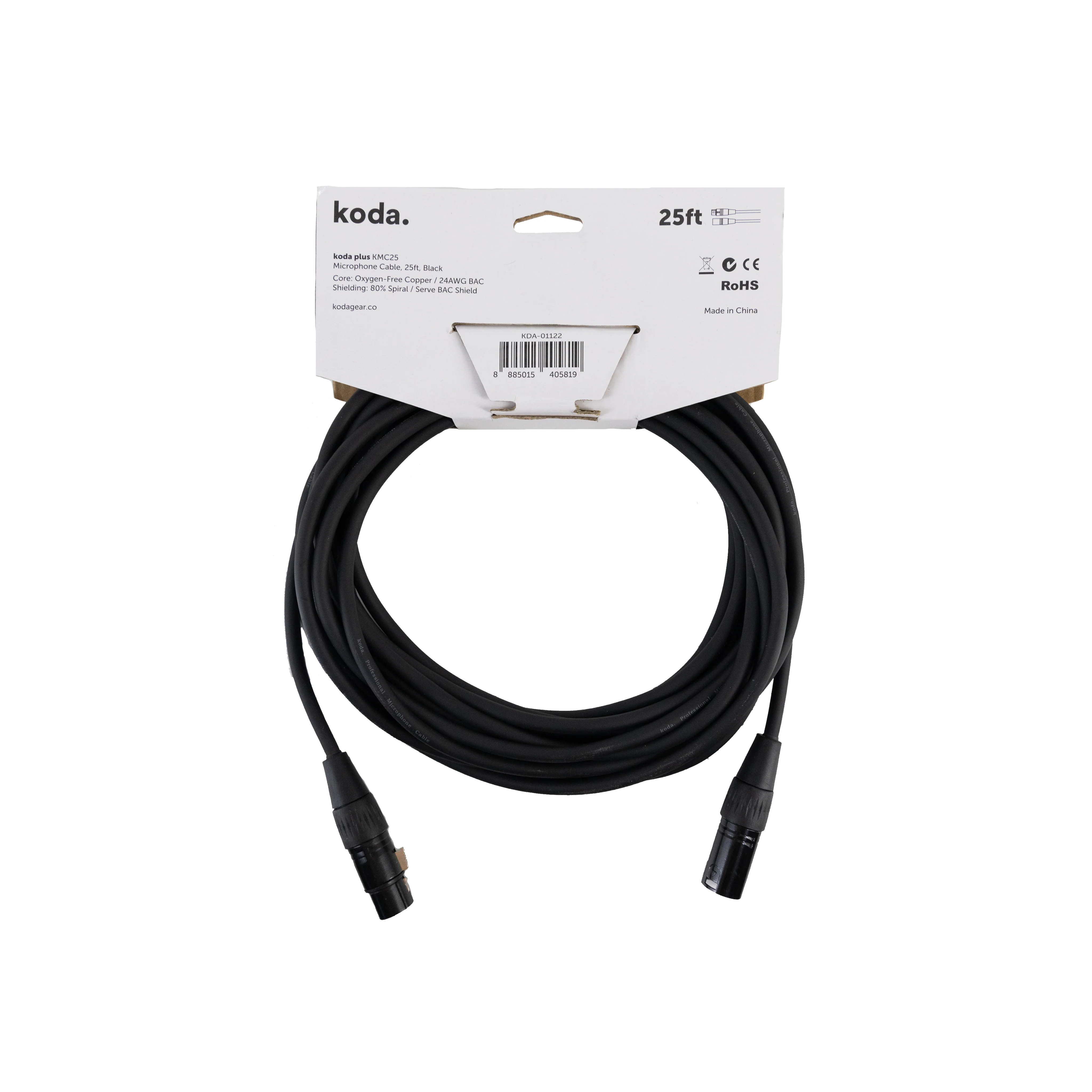 koda plus KMC25 Microphone Cable, 25ft, Black - Image 2