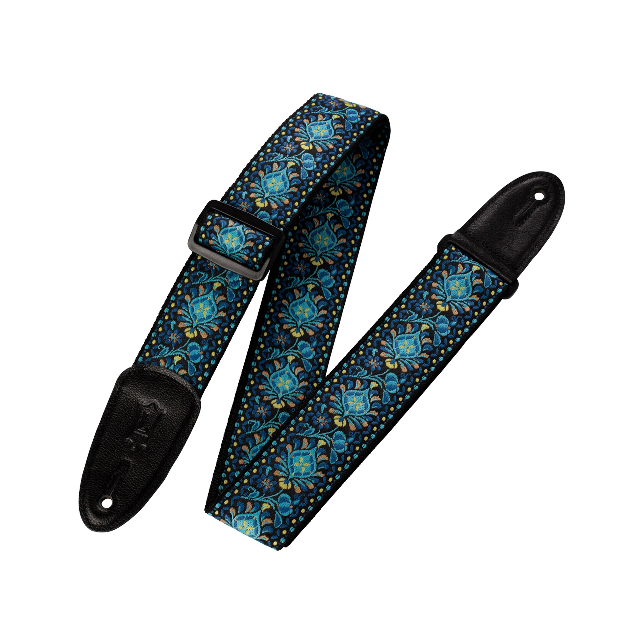 Levy's M8HT-04 2-Inch Jacquard Weave Guitar Strap, Blue & Yellow Floral