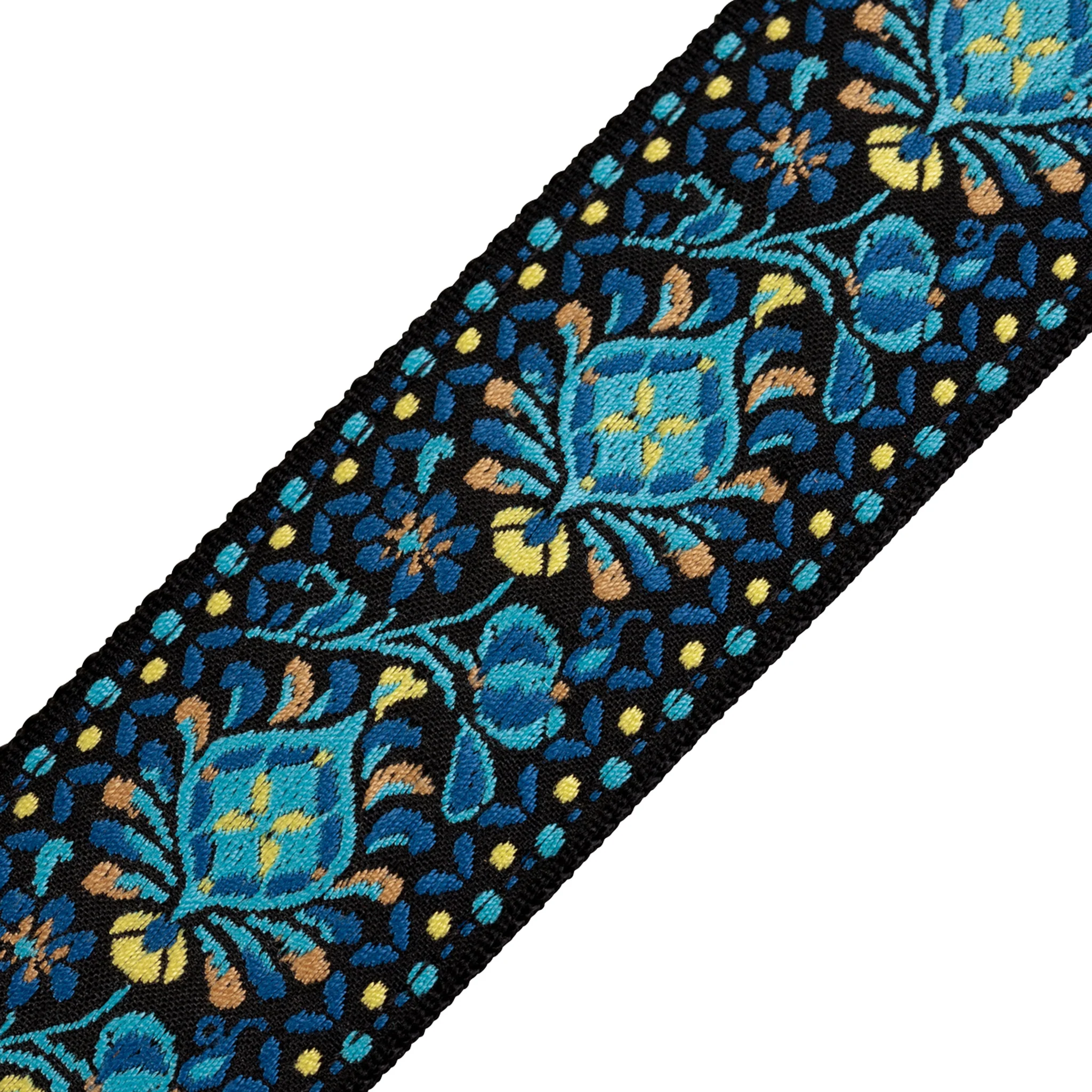 Levy's M8HT-04 2-Inch Jacquard Weave Guitar Strap, Blue & Yellow Floral - Image 4