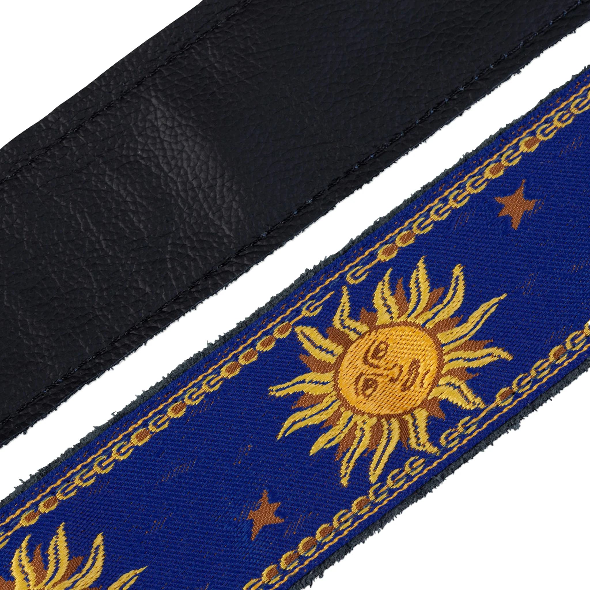 Levy's MPJG 2inch Woven Guitar Strap, Yellow-on-Blue Sun Motif - Image 2