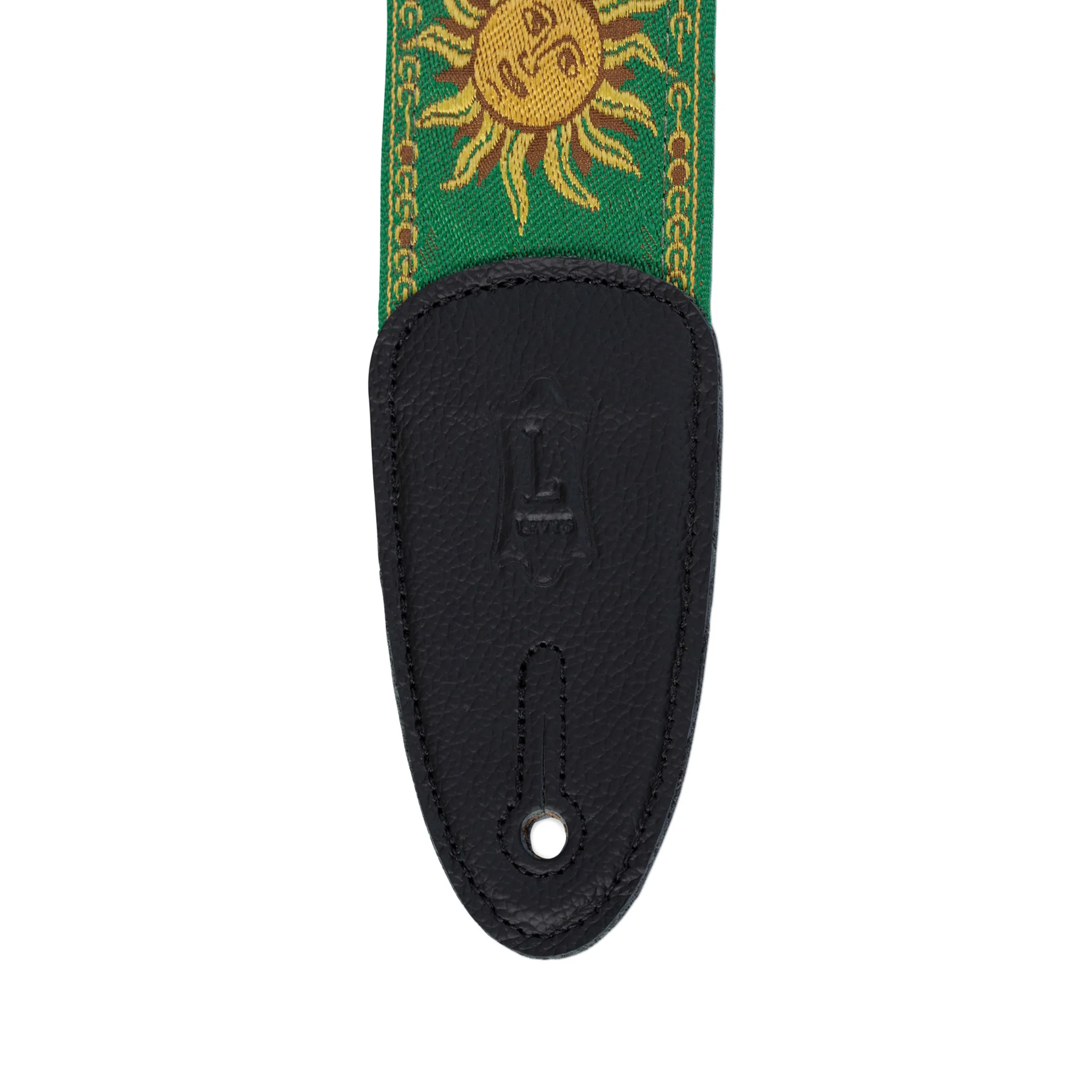 Levy's MPJG 2inch Woven Guitar Strap, Yellow-on-Green Sun Motif - Image 3