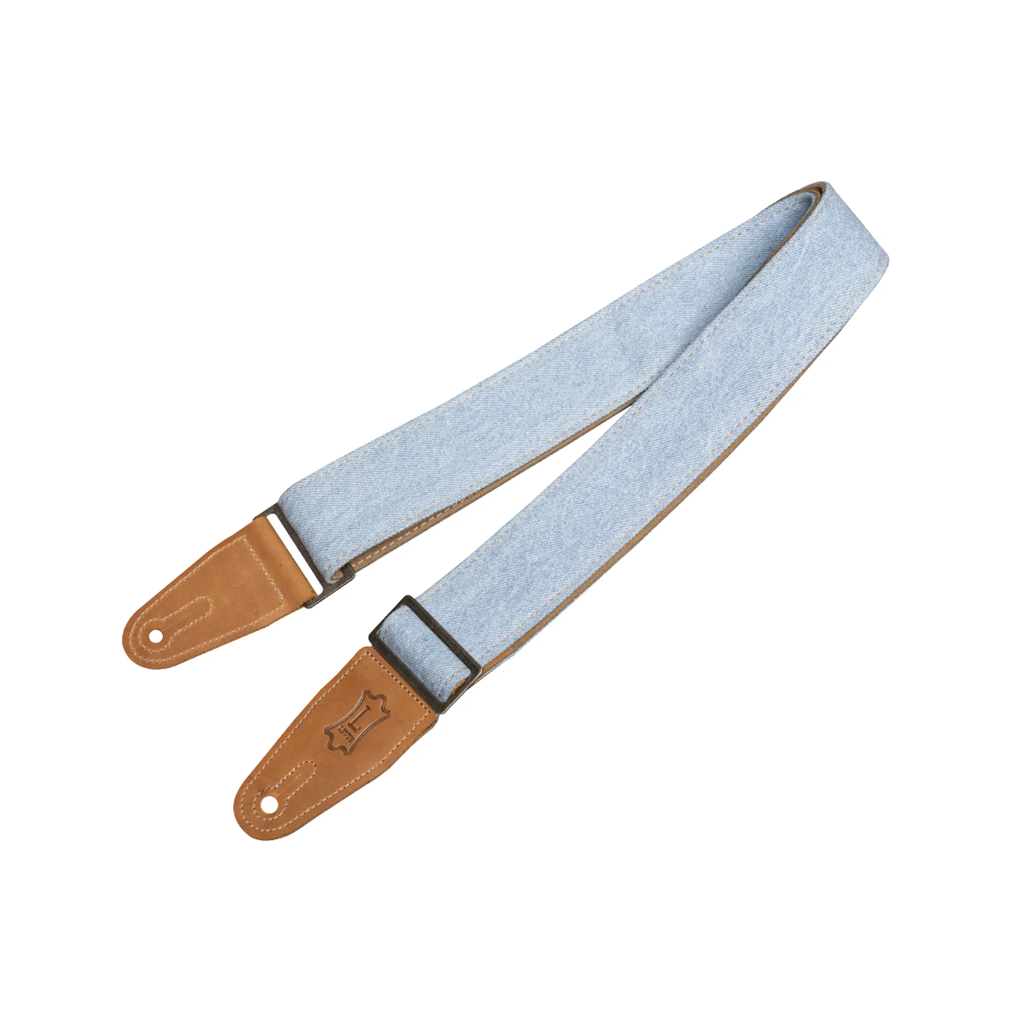 Levys Leathers Denim 2 Inch Guitar Strap, Light Blue Wash - Image 3