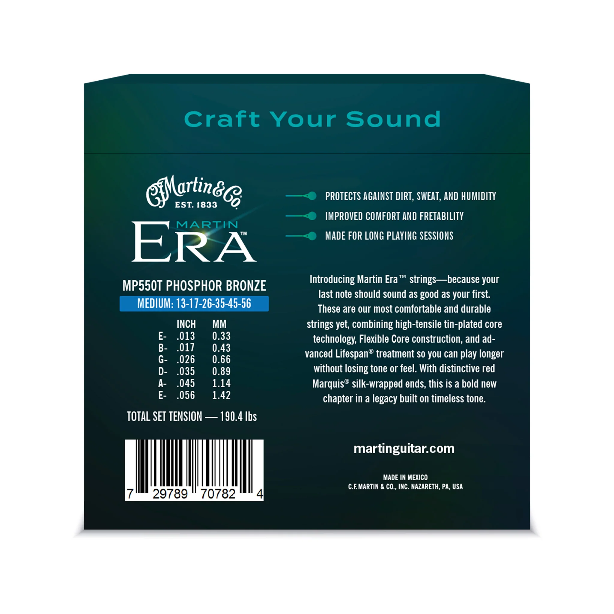 Martin Era MP550T Treated Acoustic Guitar Strings, Medium, 13-56 - Image 3