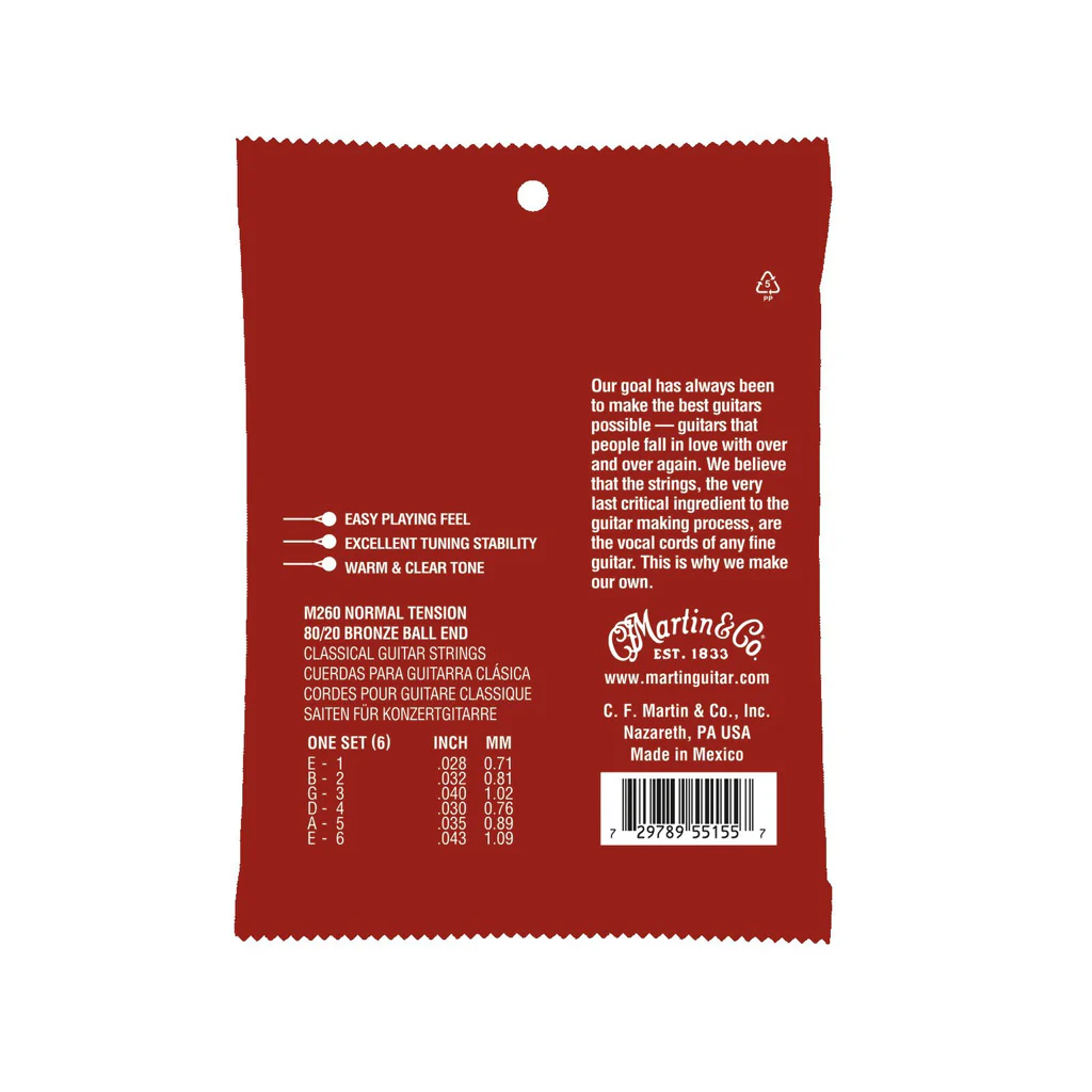 Martin M260 Classical 80/20 Bronze Ball End Nylon Guitar Strings, Normal Tension, 28-43 - Image 2