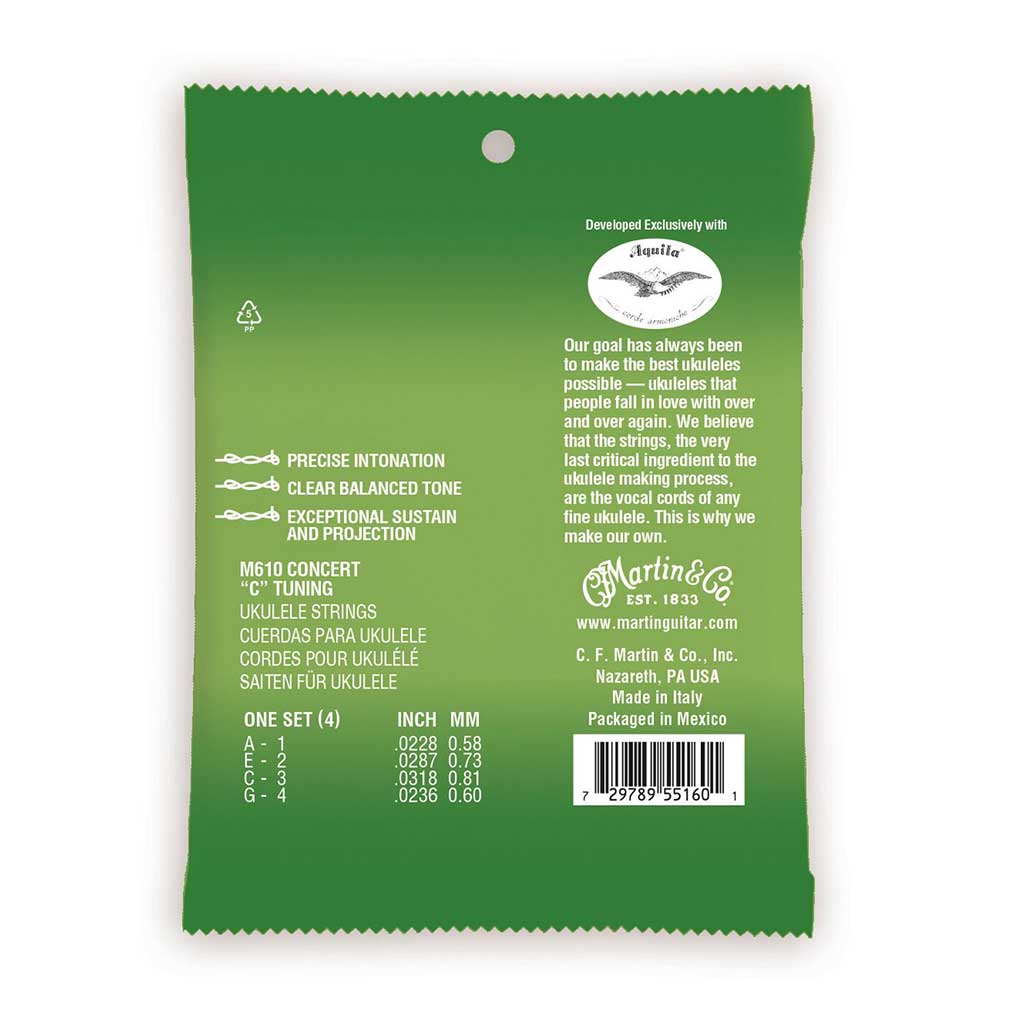 Martin M610 Ukulele Premium Polygut Strings, Concert - Image 2
