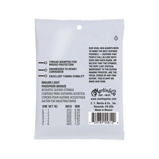 Martin MA540S Authentic Acoustic Marquis Silked Phosphor Bronze Acoustic Guitar Strings, Light, 12-54 - Image 2