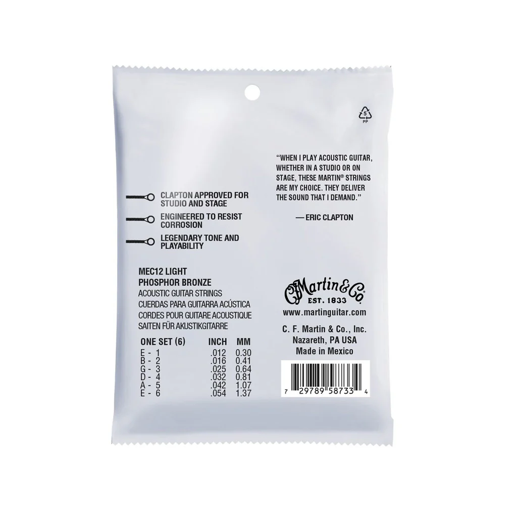 Martin MEC12 Clapton's Choice Signature Phosphor Bronze Acoustic Guitar Strings, Light, 12-54 - Image 2