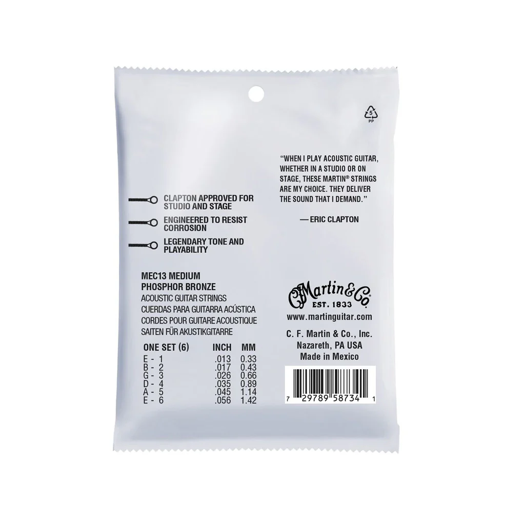 Martin MEC13 Clapton's Choice Signature Phosphor Bronze Acoustic Guitar Strings, Medium, 13-56 - Image 2