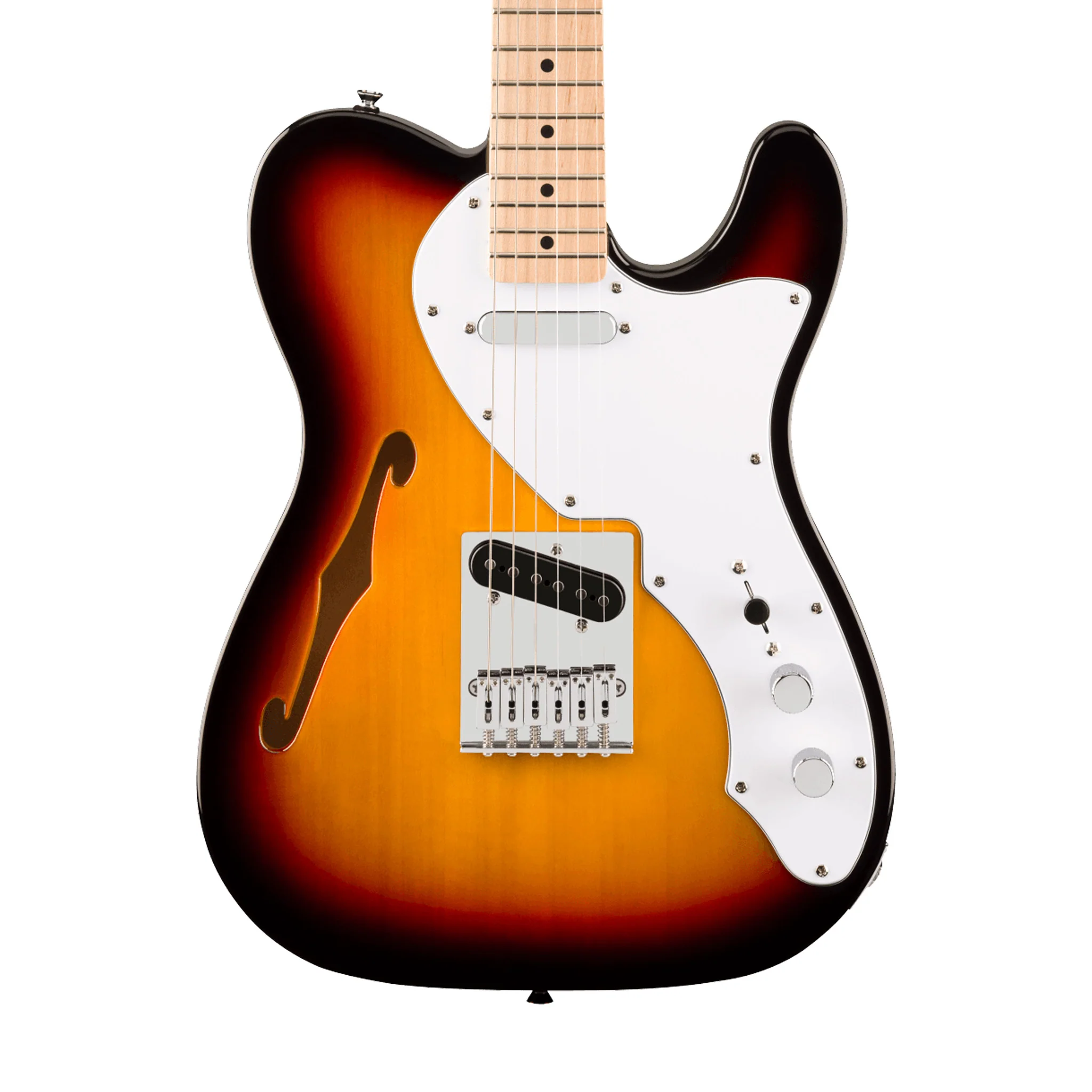 Squier Affinity Series Telecaster Thinline Electric Guitar, Maple FB, 3-Color Sunburst - Image 3