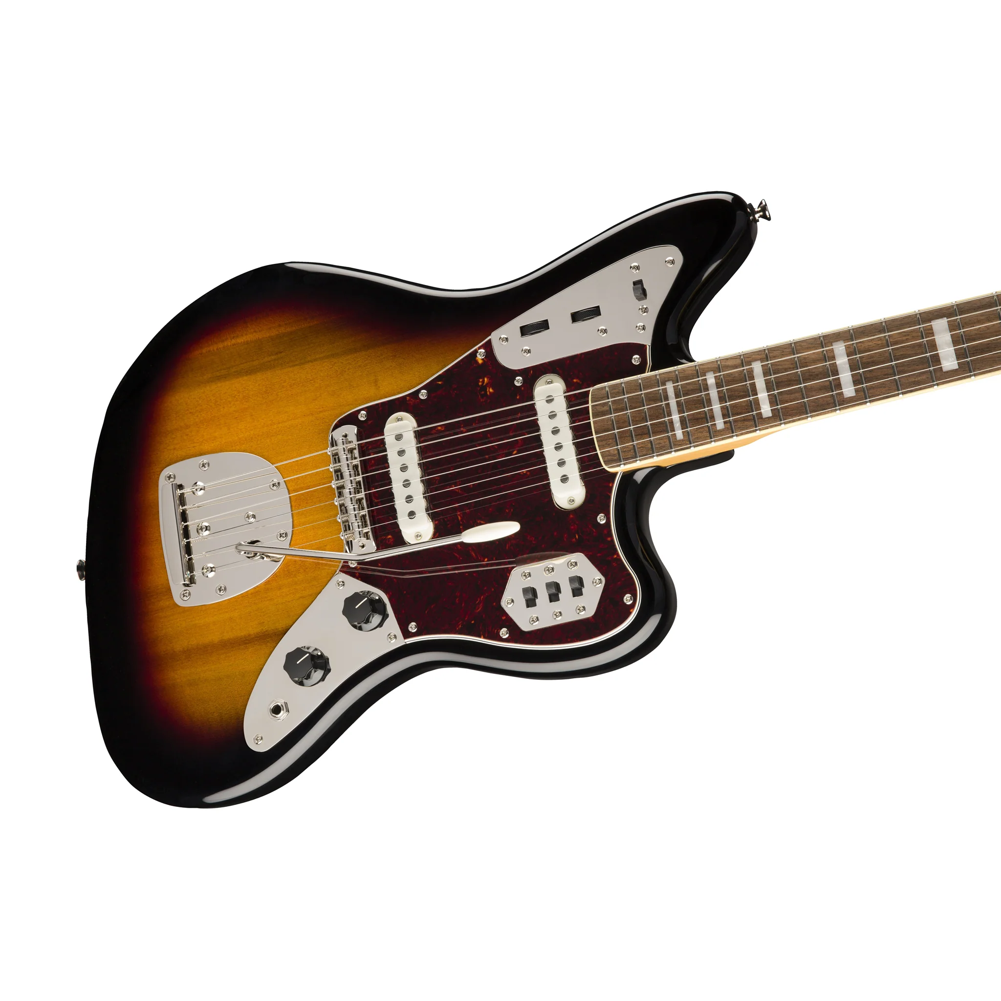 Squier Classic Vibe 70s Jaguar Electric Guitar, Laurel FB, 3-Tone Sunburst - Image 3