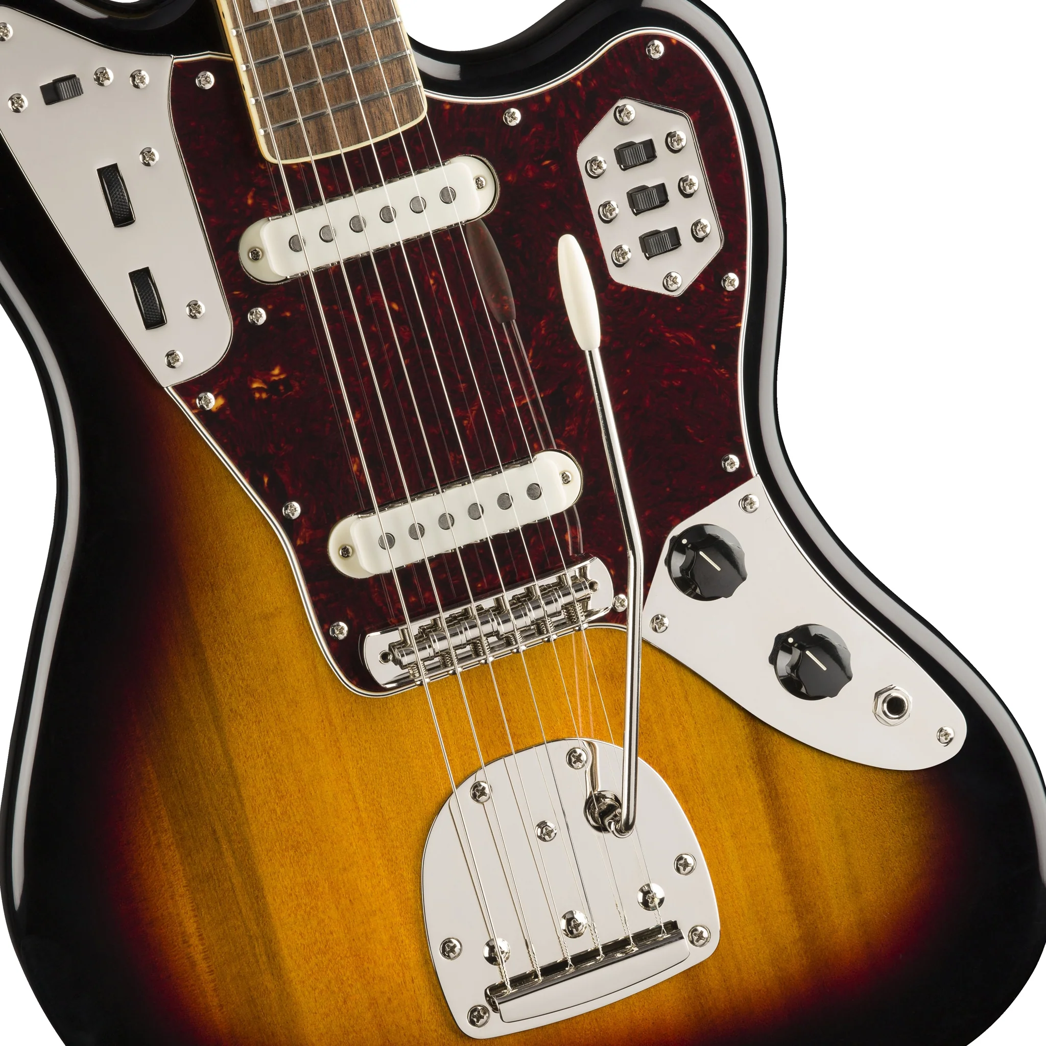 Squier Classic Vibe 70s Jaguar Electric Guitar, Laurel FB, 3-Tone Sunburst - Image 4