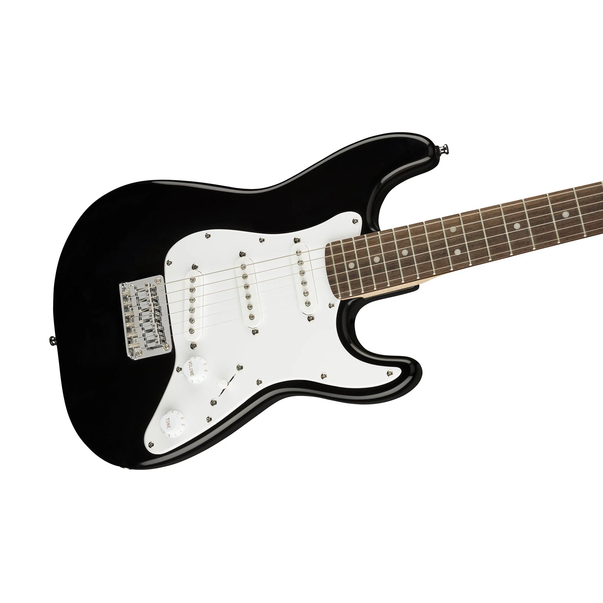 Squier Mini Stratocaster Electric Guitar, Laurel FB, Black - Image 3