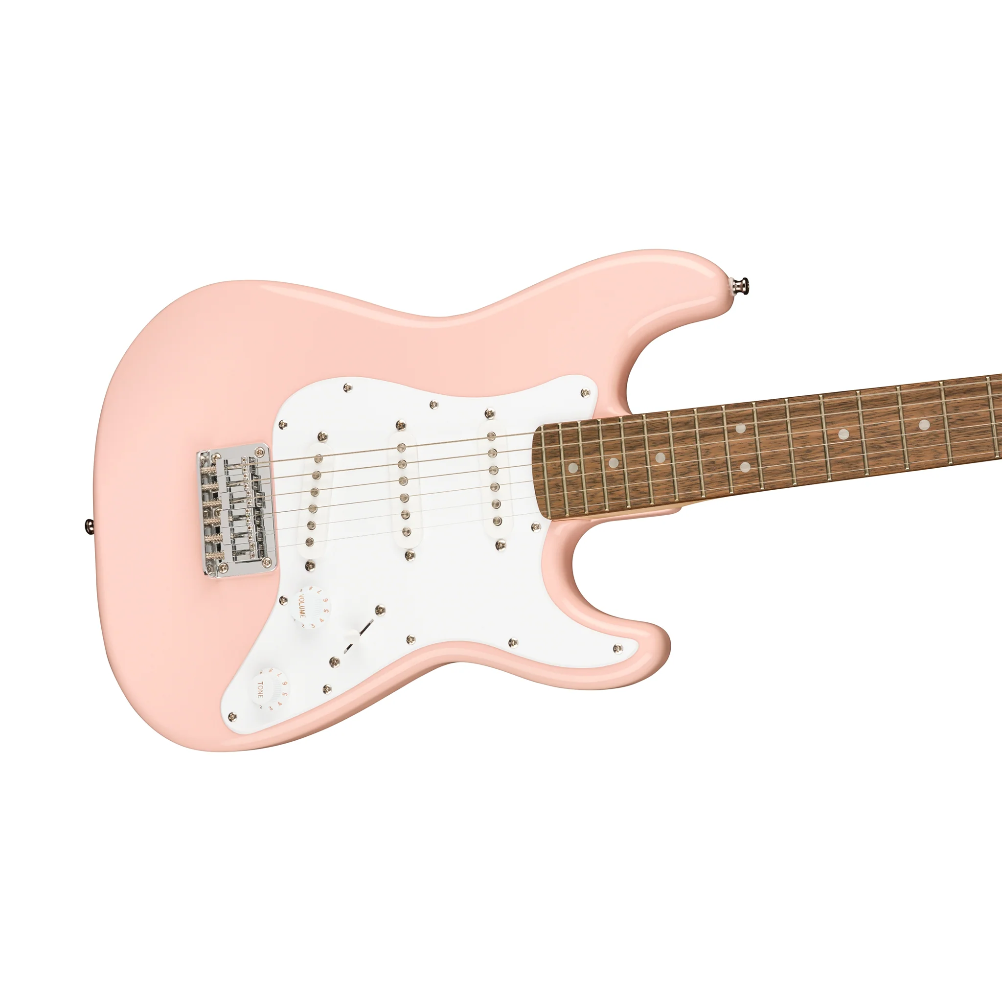Squier Mini Stratocaster Electric Guitar, Laurel FB, Shell Pink - Image 3