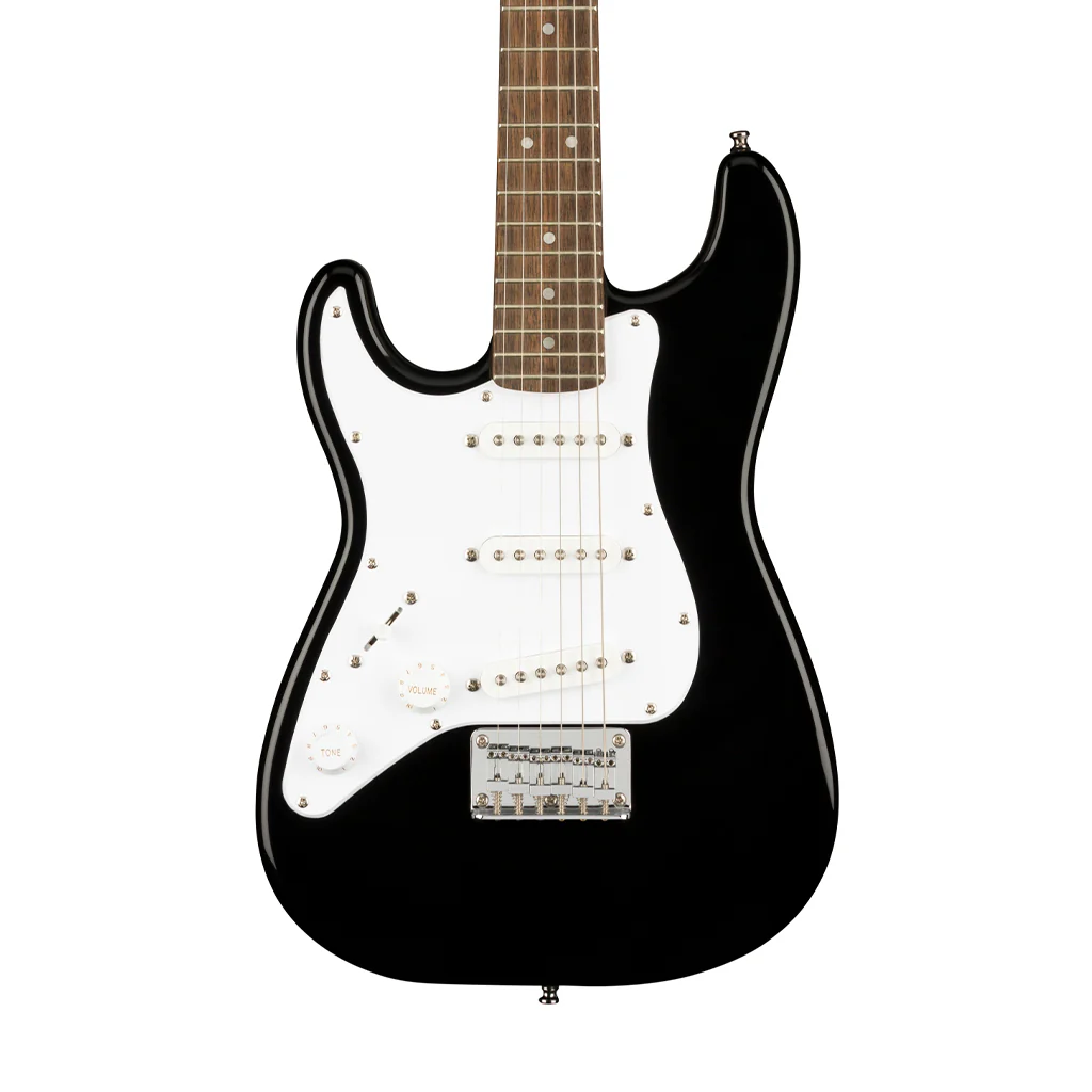 Squier Mini Stratocaster Left-Handed Electric Guitar, Laurel FB, Black - Image 3