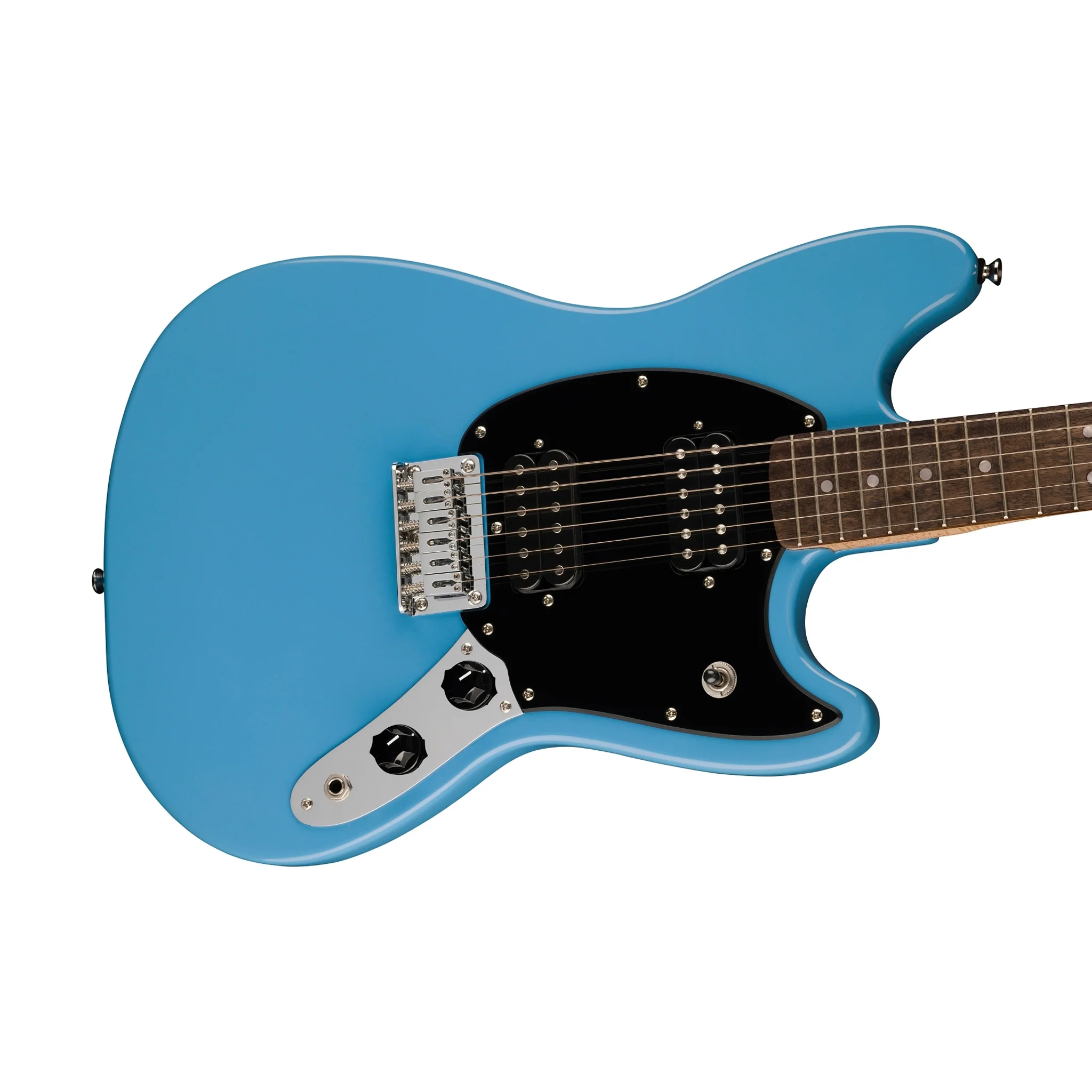 Squier Sonic Mustang HH Electric Guitar w/Black Pickguard, Laurel FB, California Blue - Image 5