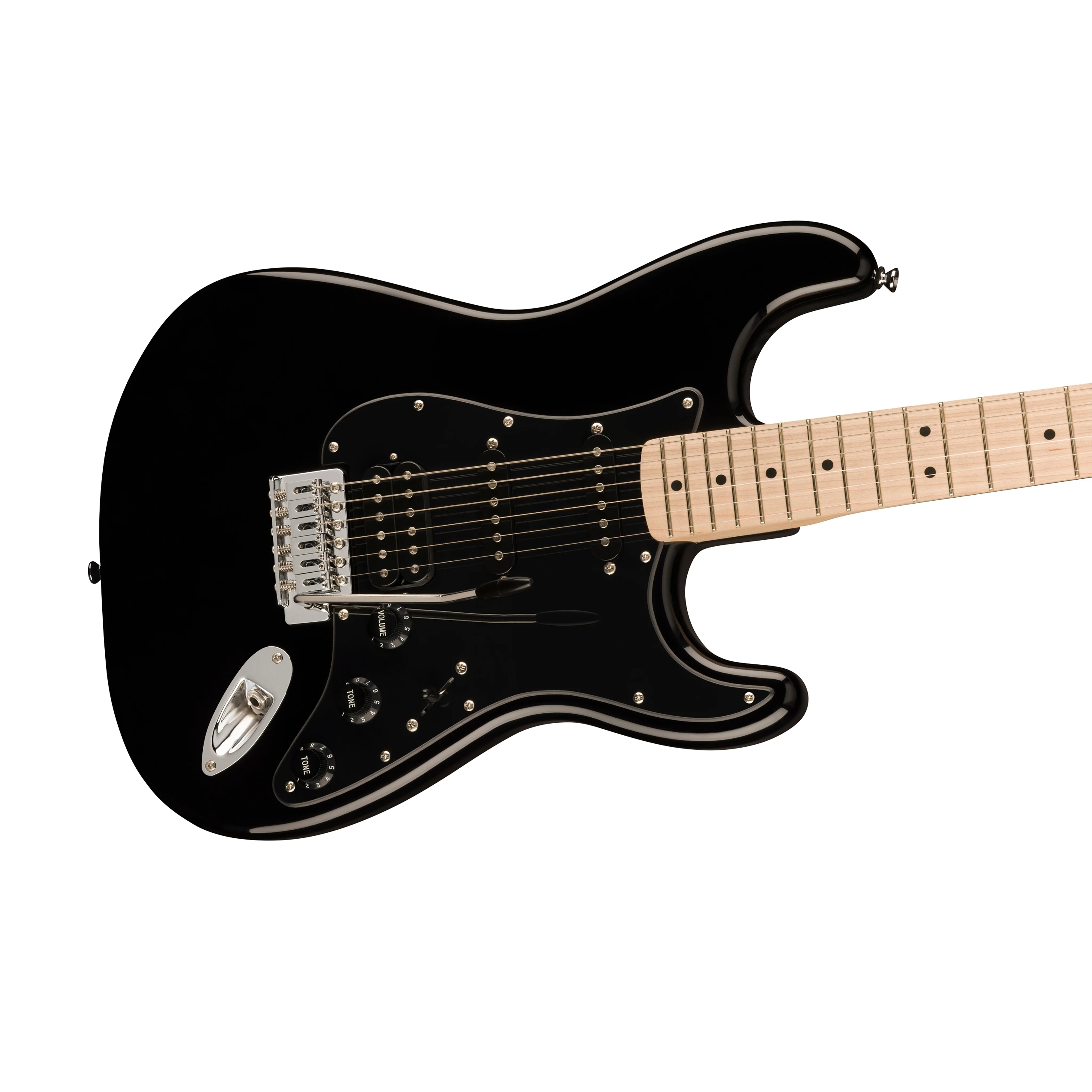 Squier Sonic Stratocaster HSS Electric Guitar w/Black Pickguard, Maple FB, Black - Image 3