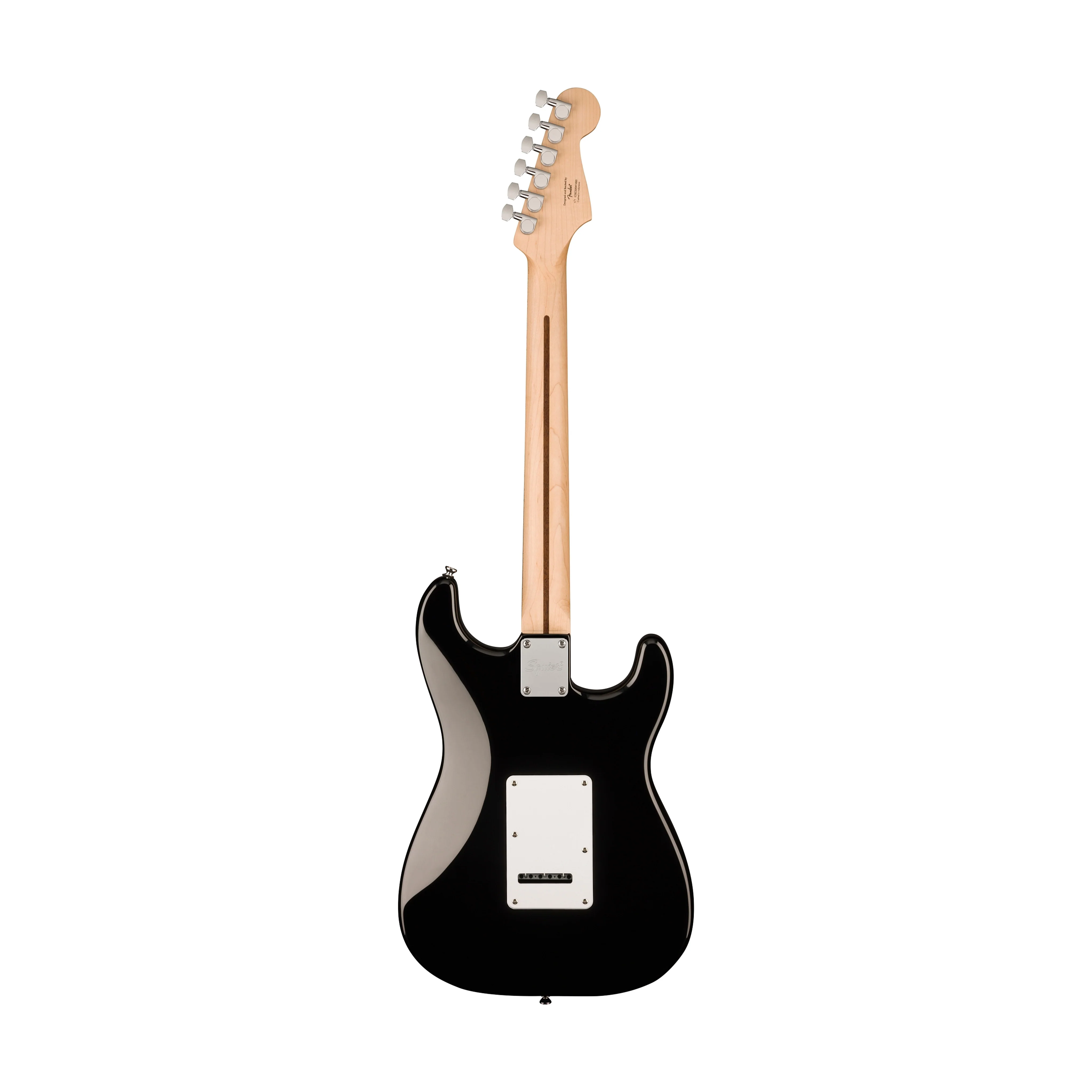 Squier Sonic Stratocaster Left-Handed Electric Guitar w/White Pickguard, Maple FB, Black - Image 2