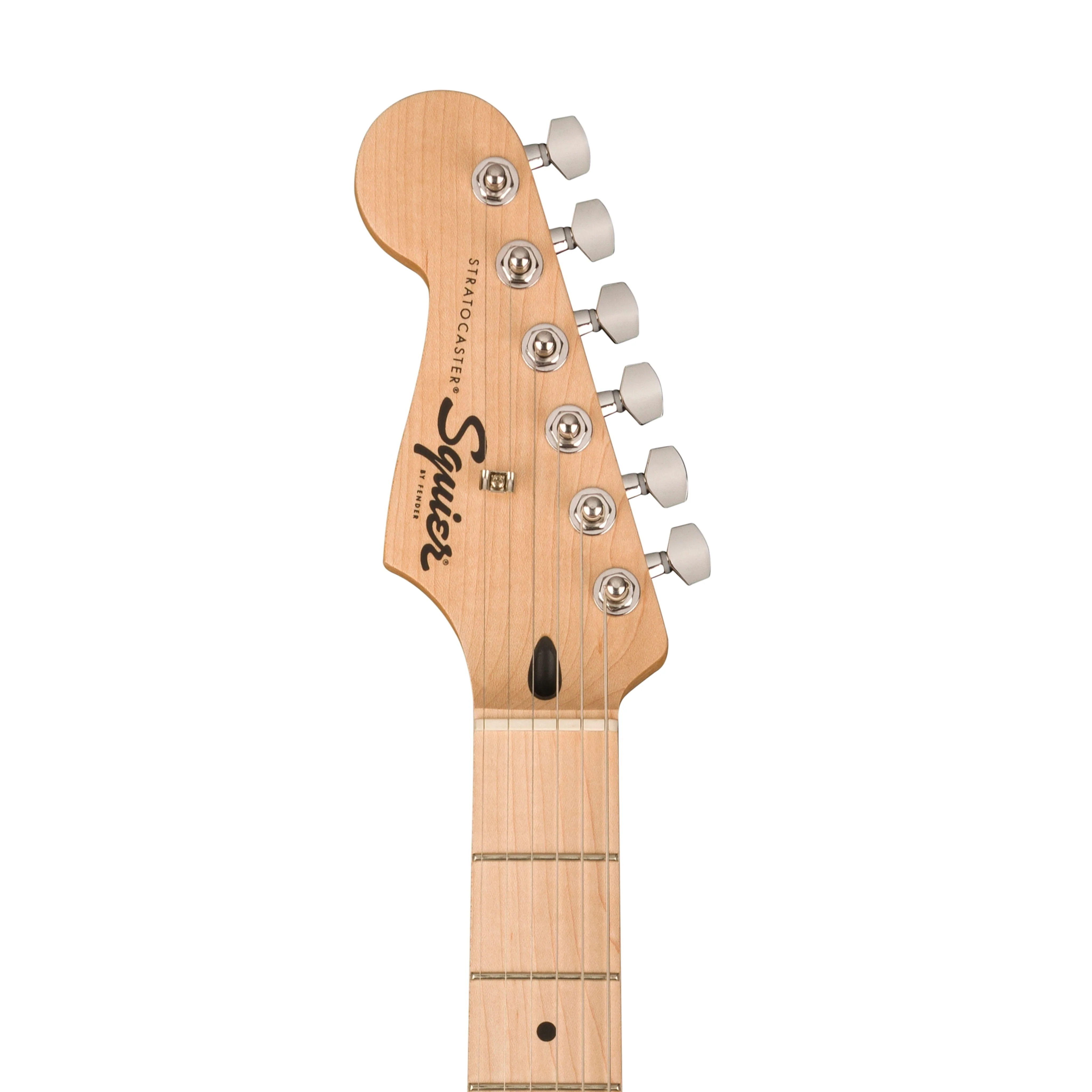 Squier Sonic Stratocaster Left-Handed Electric Guitar w/White Pickguard, Maple FB, Black - Image 3